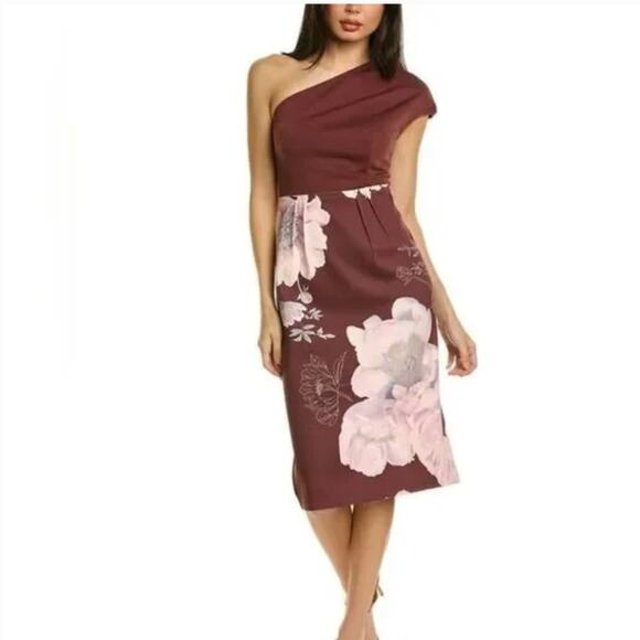Ted Baker Nimala Stretch One Shoulder Midi Dress - Picture 1 of 5